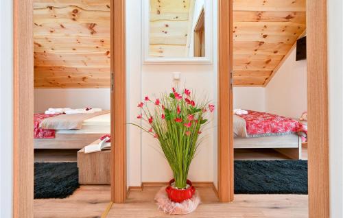 a mirror in a room with two bunk beds at Stunning Home In Andrasevec With Sauna in Andraševec