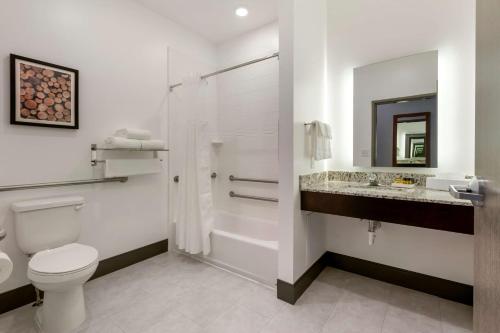ein weißes Bad mit einem WC und einem Waschbecken in der Unterkunft Best Western Plus Isanti in Isanti