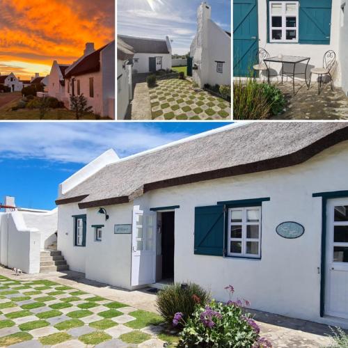 a collage of photos of a white house at Casa Pescador Beach House in Struisbaai