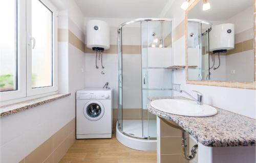 a bathroom with a washing machine and a sink at Cozy Home In Viskovo With Kitchen in Bezjaki