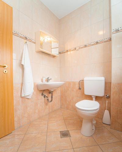 a bathroom with a toilet and a sink at Apartments Baresic in Medulin