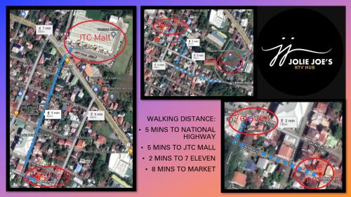 a collage of photos with a map of a city at Jolie Joes One Bedroom Unit in Tagudin