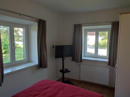 Postel nebo postele na pokoji v ubytování Ferienhaus Temmel