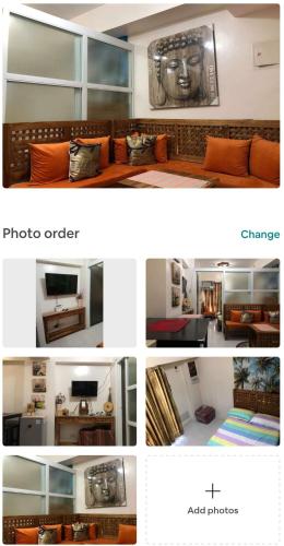 a collage of four pictures of a living room at Cityland Tagaytay Prime AMAZING 1 HOMES in Tagaytay