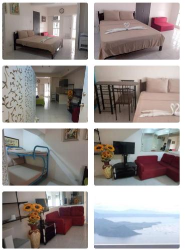 vier verschillende foto's van een slaapkamer en een woonkamer bij TAGAYTAY PRIME RES 4 Amazing Homes Big room in Tagaytay