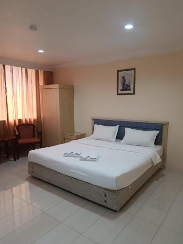 Un pat sau paturi într-o cameră la HOTEL AMBASSADOR 2