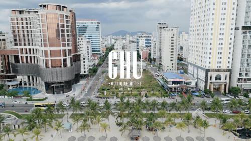 an aerial view of a city with tall buildings at Chu Hotel in Da Nang