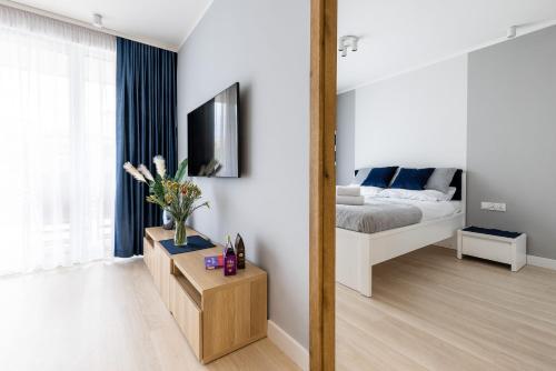 Posteľ alebo postele v izbe v ubytovaní Apartament nr 5 Cetniewo Osada, Władysławowo, duży taras, parking podziemny