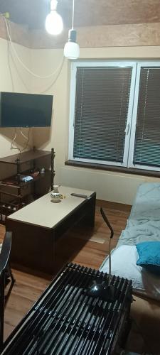 Zimmer mit einem Bett, einem Tisch und einem Bett in der Unterkunft Vikendica Tisa - Raj na reci in Zrenjanin