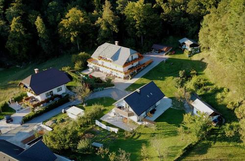 an aerial view of a large house with a house at Fine Stay Apartments in Žirovnica