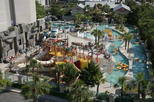 an aerial view of a water park at a theme park at North Shore Oceanfront Resort Hotel in Myrtle Beach