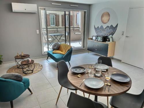 Χώρος καθιστικού στο Le Fil d'Or - Terrasse, Box privé, Centre ville