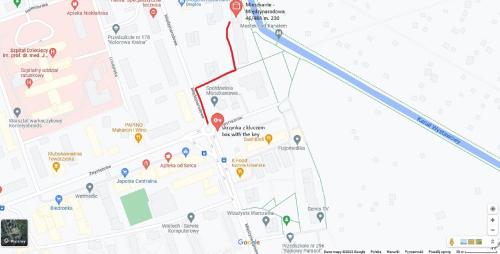 a close up of a google map with at Eloft Saska Kępa in Warsaw