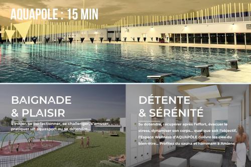 a collage of two pictures of a swimming pool at Black Pearl Suite Luxe Centre-Ville Amiens à 200m de la Cathédrale in Amiens