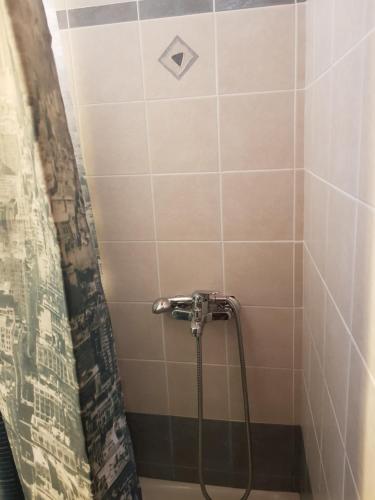 a shower with a hose in a bathroom at GUEST HOUSE KALLIOPI in Kómi