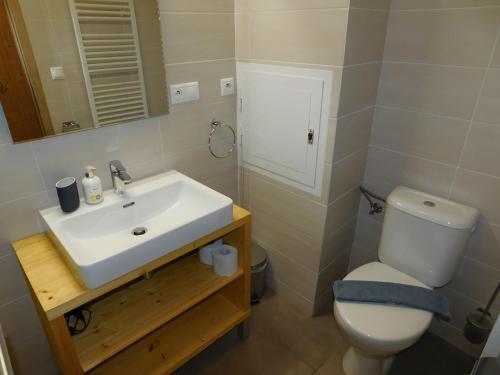 a bathroom with a white sink and a toilet at Penzion Eden in Pec pod Sněžkou