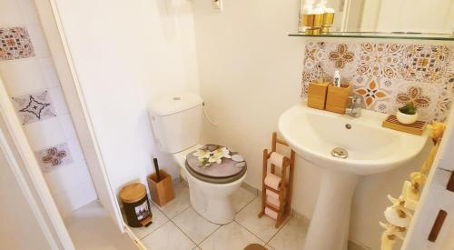 a bathroom with a toilet and a sink at Le cocoon Hyper centre Orleans proche Gare in Orléans