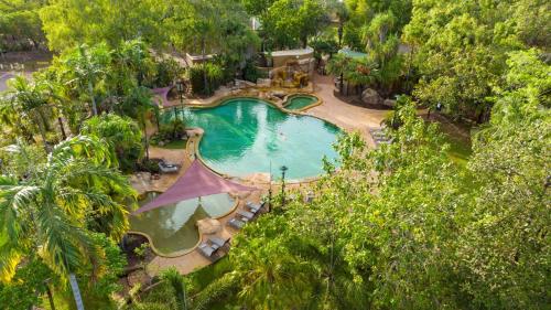 an overhead view of a swimming pool in a resort at Cooinda Lodge Kakadu in Jabiru