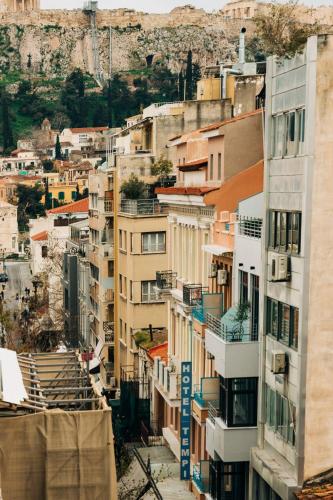 a view of a city with buildings at Triple A - 3 Squares - FREE Parking! in Athens