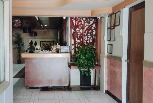 a kitchen with a counter and a plant in a room at RedDoorz @ Plaza La Paz Iloilo City in Iloilo City