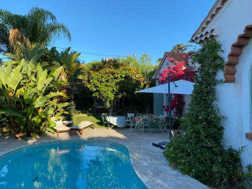 - une piscine dans l'arrière-cour d'une maison dans l'établissement Blue Dream Cannes Guest House, à Cannes