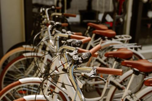 a row of bikes parked next to each other at Parkhotel Emmaus - Casa Rustico in Ascona
