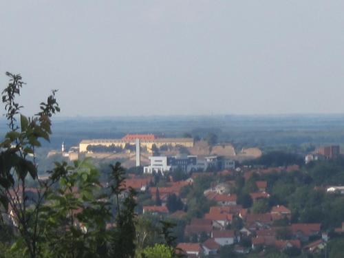 a view of a town with buildings and trees at Beautiful holiday house in Sremska Kamenica