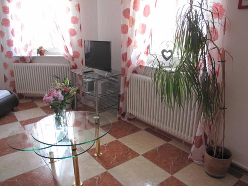 TV a/nebo společenská místnost v ubytování Ferienwohnung Kunst