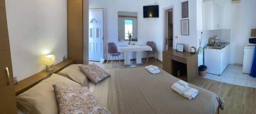 Il comprend un salon avec un lit et une cuisine. dans l'établissement Apartments Sirena Korčula, à Korčula