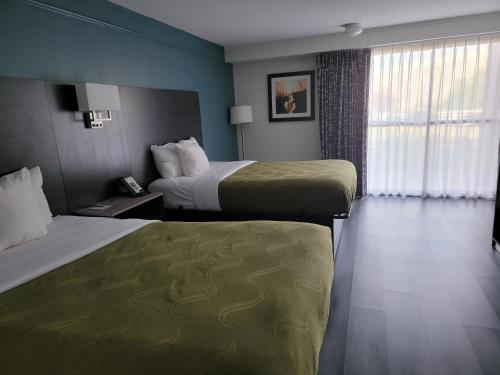a hotel room with two beds and a window at Quality Inn Rock Hill Northeast I-77 in Rock Hill