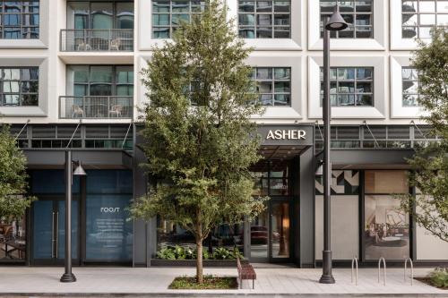 an apartment building with a tree in front of it at ROOST Tampa in Tampa