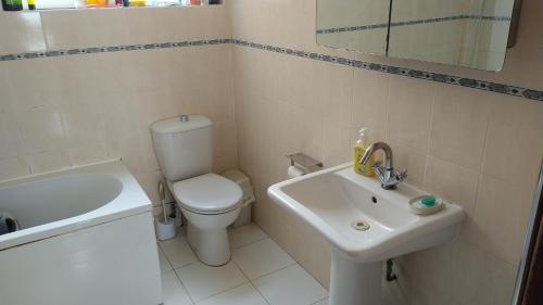 a small bathroom with a toilet and a sink at 119 the shaftesbury in Barking