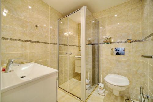une salle de bain avec une douche, des toilettes et un lavabo dans l'établissement 2 pieces moderne centre ville A1B237, à Cannes