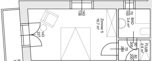 a diagram of a house with dimensions and calculations at Pension Appartements Gabriele in Bad Gastein