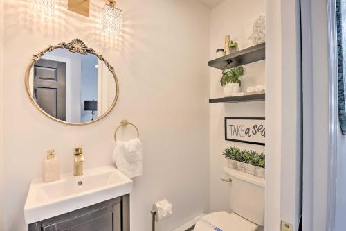 a bathroom with a sink and a mirror at Fire Pit and Furnished Deck Serene Tobyhanna Escape in Tobyhanna