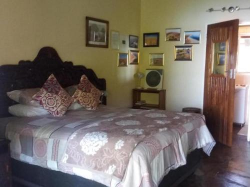 a bedroom with a large bed with pillows on it at Caprivi River Lodge in Katima Mulilo