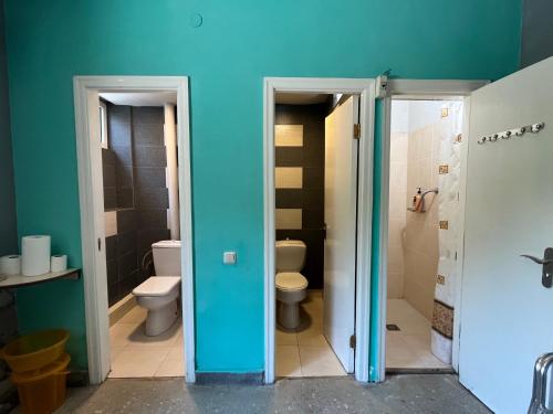 a bathroom with a toilet and a shower at Azoyan Holiday Resort in Sisian