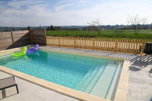 - une piscine avec un jouet dans la cour dans l'établissement Domaine de La Courillère, à Le Boupère
