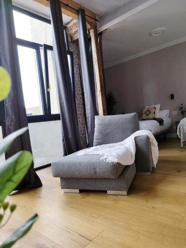 a living room with a couch and a bed at Railway by Staynnapartments in Bilbao