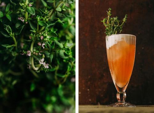 a drink in a glass with a plant in it at Santa Barbara Eco-Beach Resort in Ribeira Grande