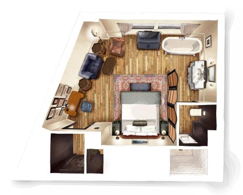 a floor plan of a tiny house at The Ned NoMad in New York