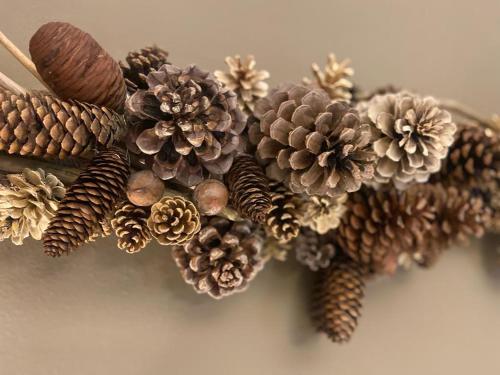 a wreath of pine cones and nuts on a wall at Il Sogno in Spello