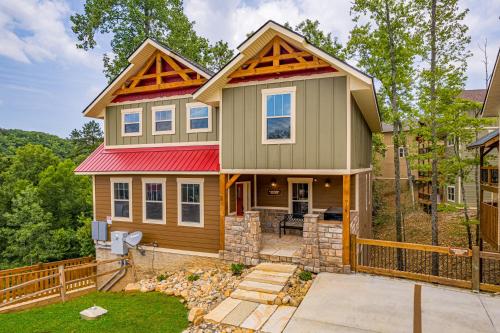 a house with a red roof at A Majestic Hilltop chalet in Gatlinburg