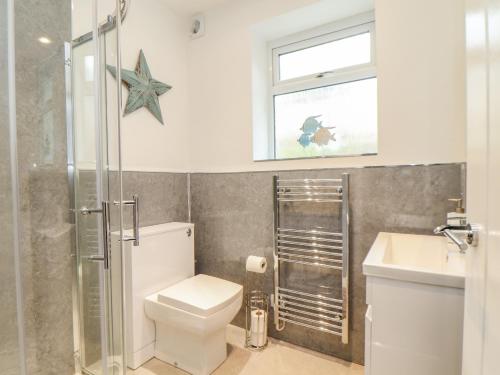 a bathroom with a toilet and a sink at The Hideaway in Chacewater