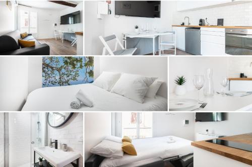uma colagem de fotos de uma cozinha e uma sala de estar em SUD PASSION - Kruger Lou Baou - Encore mieux que chez vous ! em Gardanne