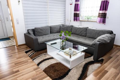 Χώρος καθιστικού στο Ferienwohnung Leipzig- Hirschfeld Apartments