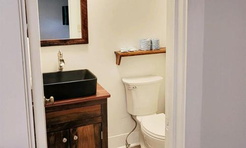 a bathroom with a toilet and a sink at Graves Mountain Farm & Lodges in Syria