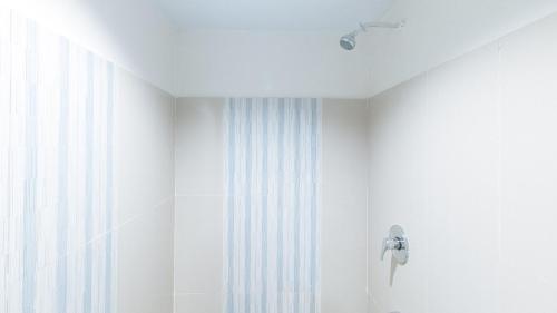 La salle de bains est pourvue d'une douche avec un pommeau de douche. dans l'établissement RedDoorz @ Bridgeway Hotel Tuguegarao City, à Tuguegarao