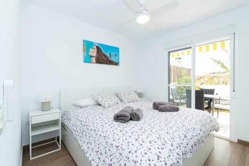 Postel nebo postele na pokoji v ubytování Casablanca 4 Apartamento con jardín privado
