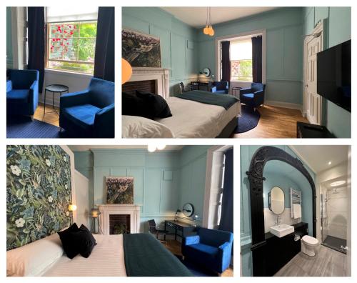 a collage of three pictures of a hotel room at manorhaus RUTHIN - manorhaus collection in Ruthin